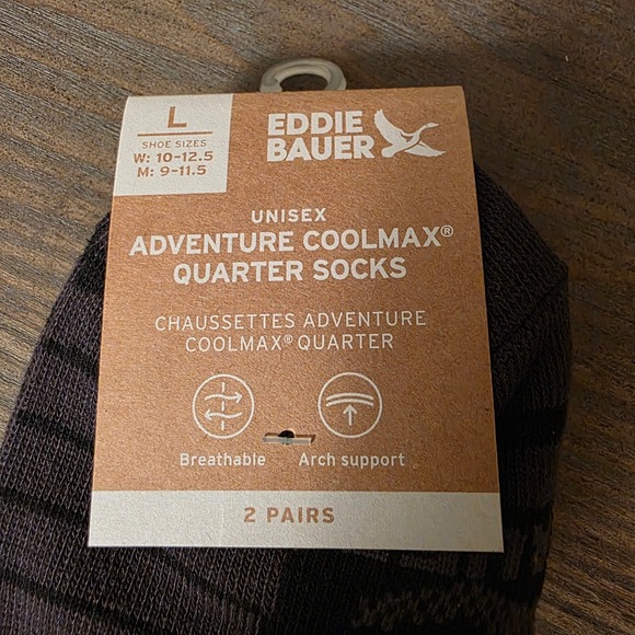 Eddie Bauer Adventure Coolmax Quarter Socks‎ 2 Pairs Unisex Large - Picture 1 of 4